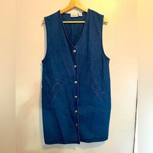 Vintage Denim Button-Down Dress with Silver Button Detail